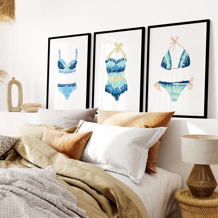 Swim Suit Trio Triptych, No. 2 - Set of 3 - Jetty Home