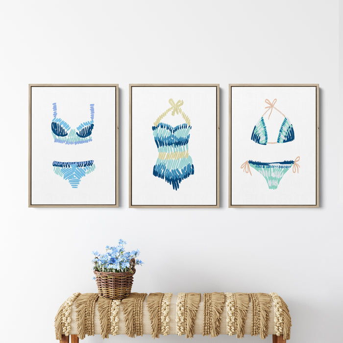 Swim Suit Trio Triptych, No. 2 - Set of 3 - Jetty Home