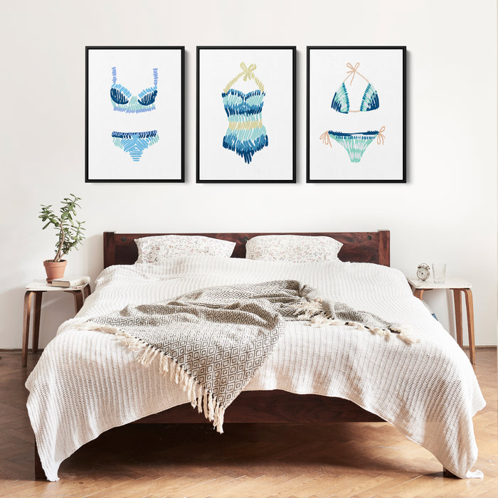 Swim Suit Trio Triptych, No. 2 - Set of 3 - Jetty Home