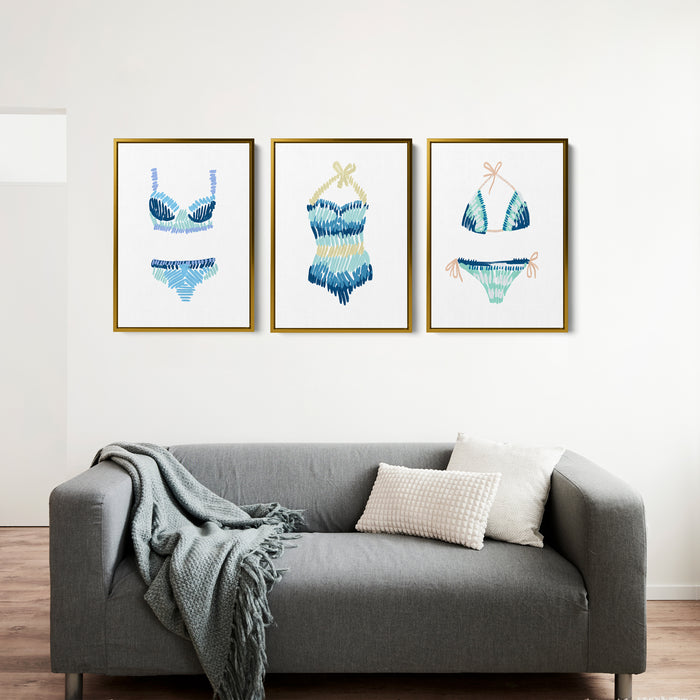 Swim Suit Trio Triptych, No. 2 - Set of 3 - Jetty Home