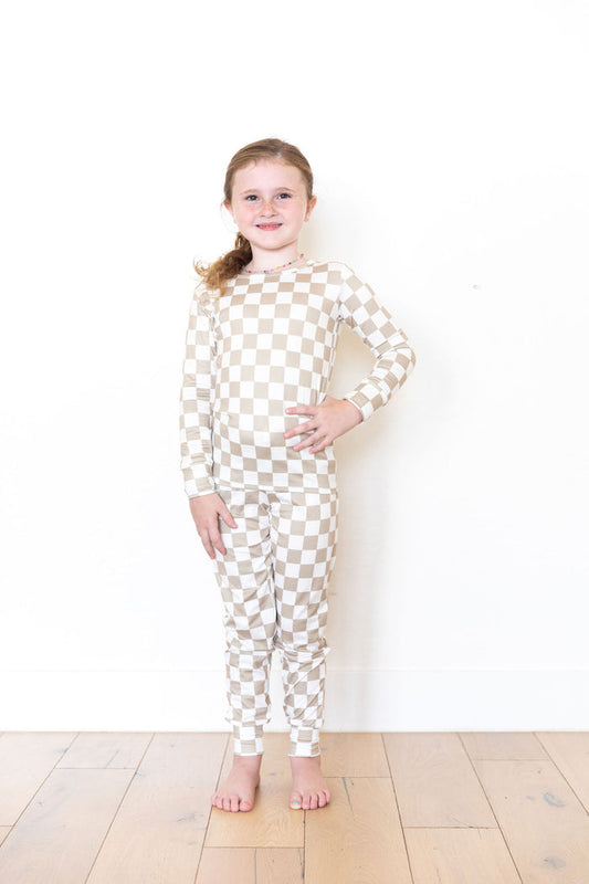 TAN + WHITE CHECKER (BIG CHECK) | LONG SLEEVE