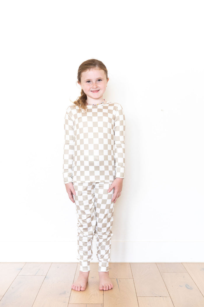 TAN + WHITE CHECKER (BIG CHECK) | LONG SLEEVE