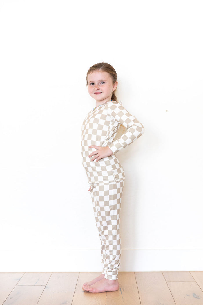TAN + WHITE CHECKER (BIG CHECK) | LONG SLEEVE