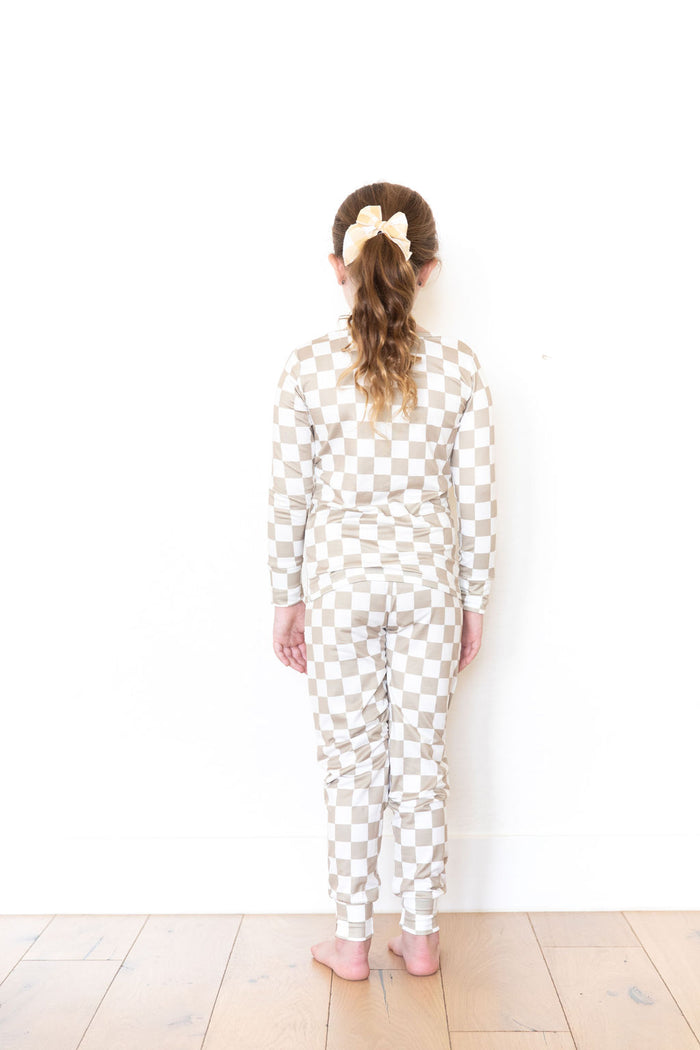 TAN + WHITE CHECKER (BIG CHECK) | LONG SLEEVE