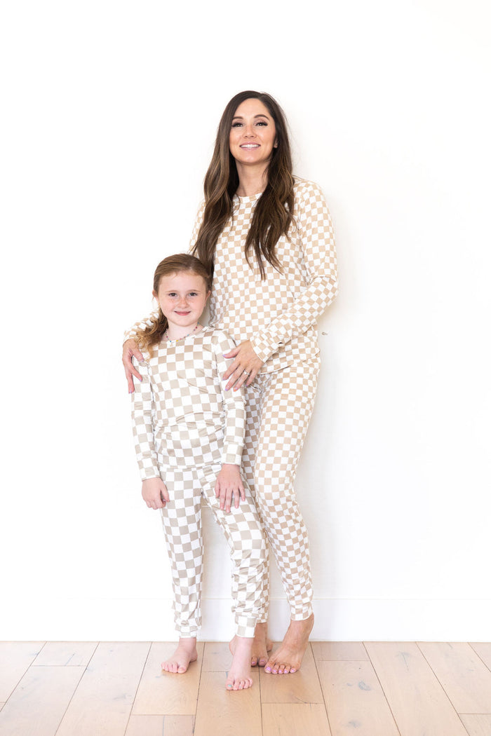 TAN + WHITE CHECKER (BIG CHECK) | LONG SLEEVE