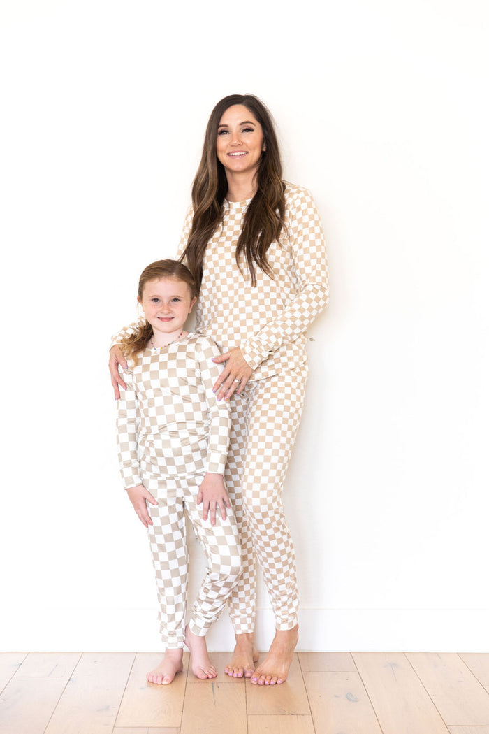 TAN + WHITE CHECKER (BIG CHECK) | LONG SLEEVE