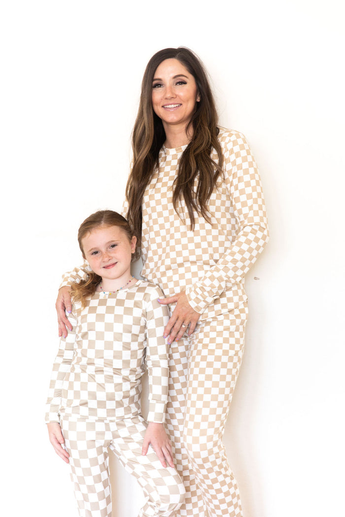 TAN + WHITE CHECKER (BIG CHECK) | LONG SLEEVE