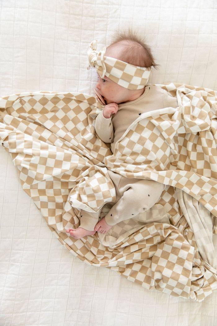 TAN + WHITE CHECKER | BOW SET