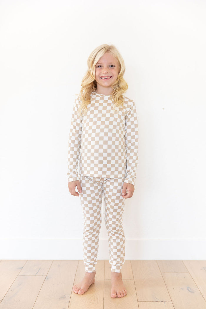 TAN + WHITE CHECKER | LONG SLEEVE