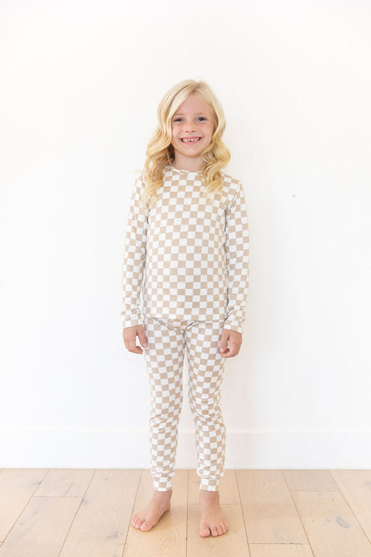TAN + WHITE CHECKER | LONG SLEEVE