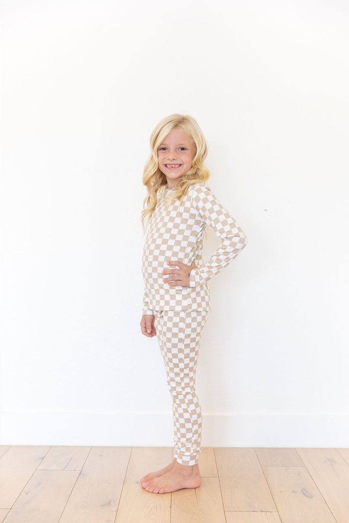 TAN + WHITE CHECKER | LONG SLEEVE