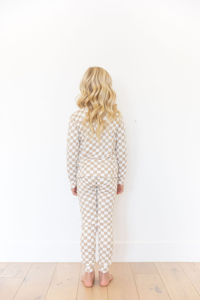 TAN + WHITE CHECKER | LONG SLEEVE