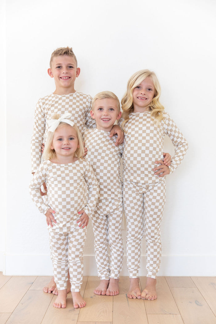 TAN + WHITE CHECKER | LONG SLEEVE