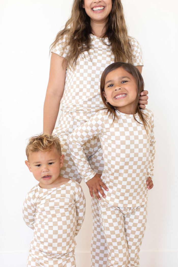 TAN + WHITE CHECKER | LONG SLEEVE