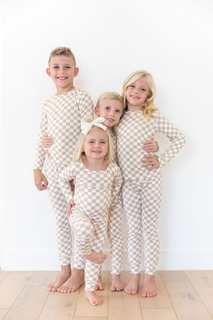 TAN + WHITE CHECKER | LONG SLEEVE