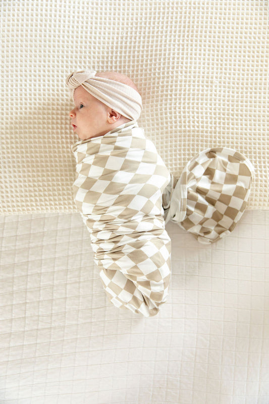 TAN + WHITE CHECKER | SWADDLE