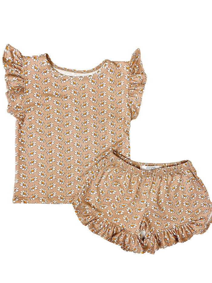 TAUPE DAISY SHORT SET