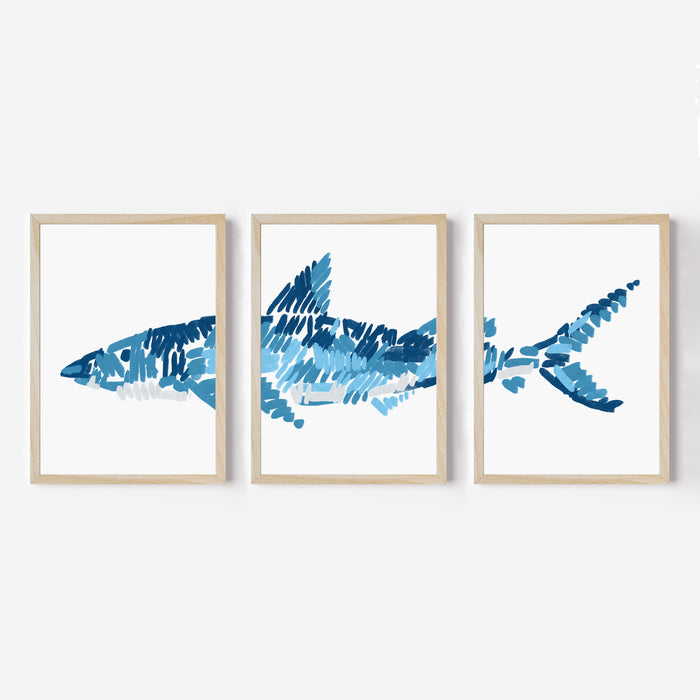 The Shark Triptych - Set of 3 - Jetty Home