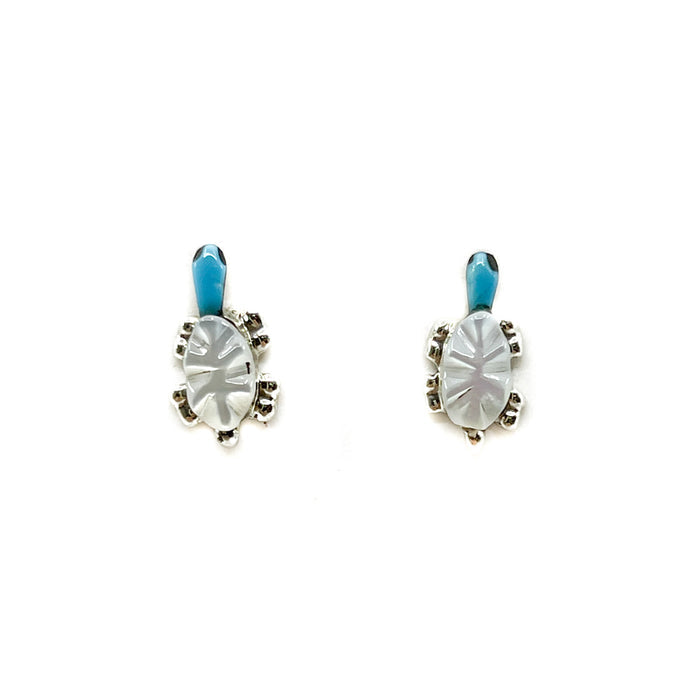 Tiny Turtles with Shell, Turquoise and Silver
