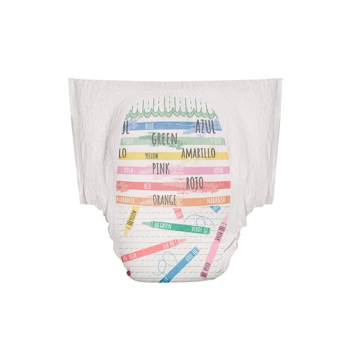 The Honest Companys Training Pants - 3T/4T are perfect for potty-training, featuring colorful labels with color words in English and Spanish (e.g., blue/azul, red/rojo) and an absorbent core, making the learning process easy and fun.