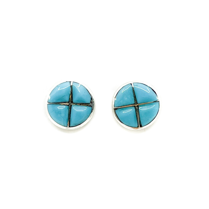 Turquoise Channel Inlay Circle Earrings