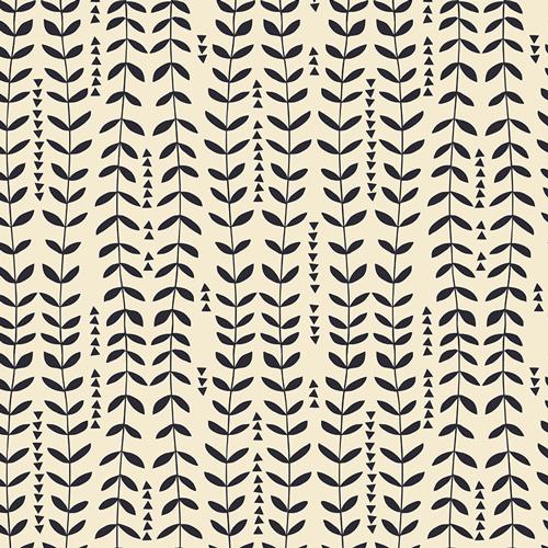 The Marleys Monsters Wet Bag features a beige background with vertical rows of dark blue stylized leaves similar to a lemon print. Each row includes evenly spaced leaves and small triangles, creating a balanced, repeating botanical pattern ideal for wet bag aesthetics.