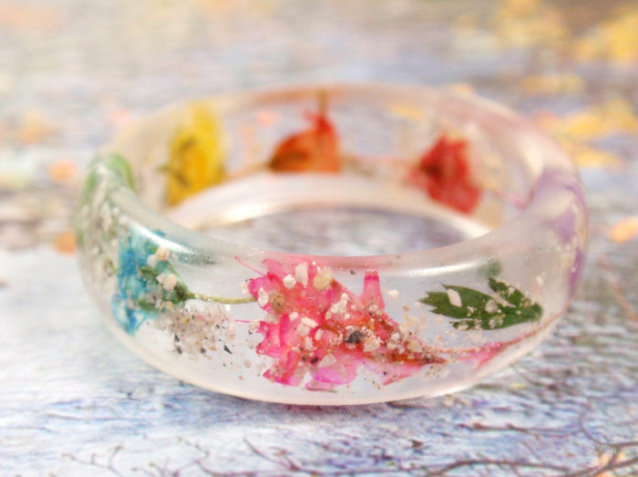 wildflower ring with cremation ash