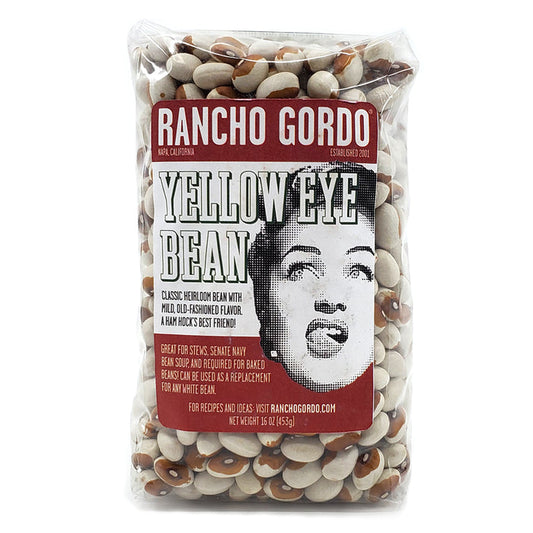Rancho Gordo Yellow Eye Heirloom beans. Great for stews, navy bean soup and baked beans